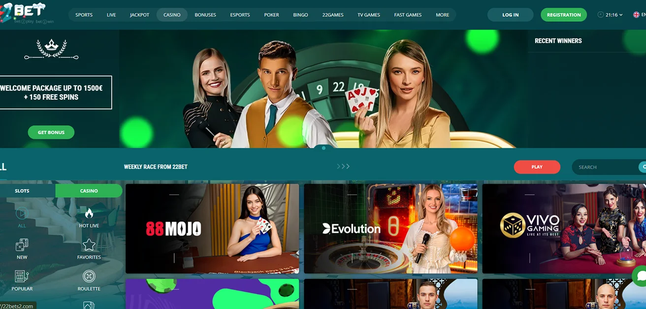 22Bet Online Casino Games